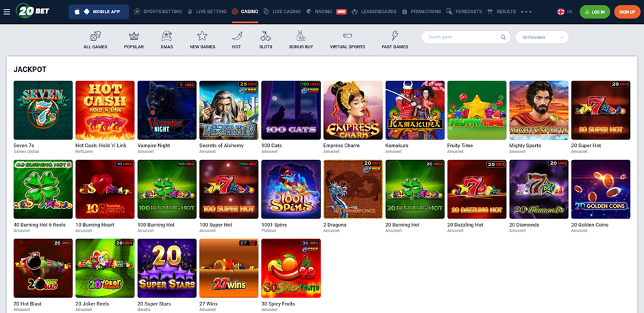 screenshot 20Bet Casino