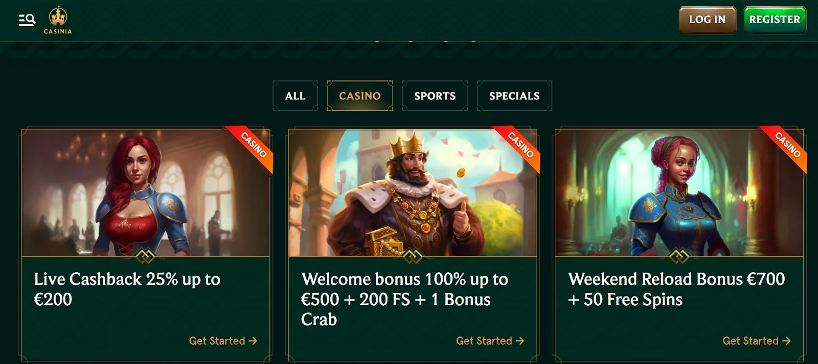 screenshot Casinia Casino