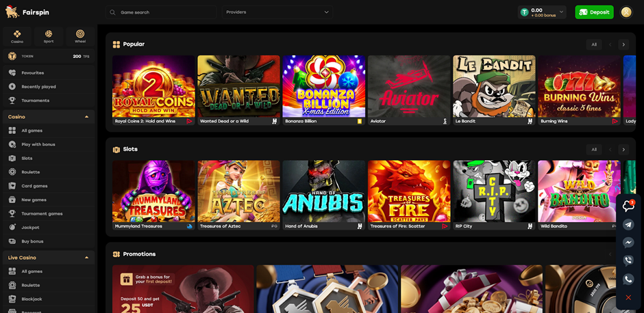 screenshot Fairspin Casino