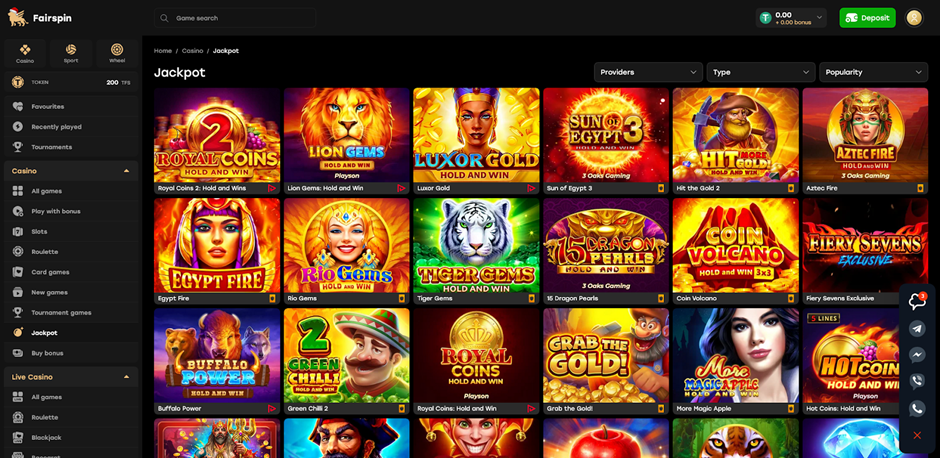 screenshot Fairspin Casino