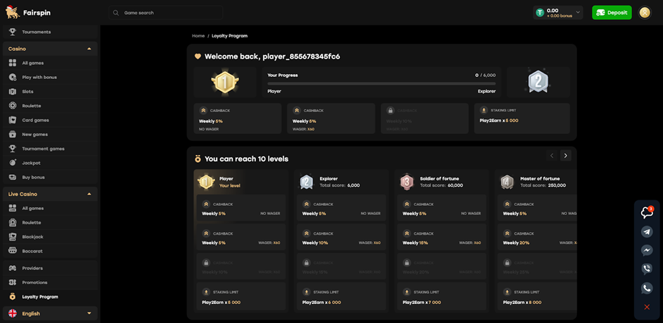 screenshot Fairspin Casino