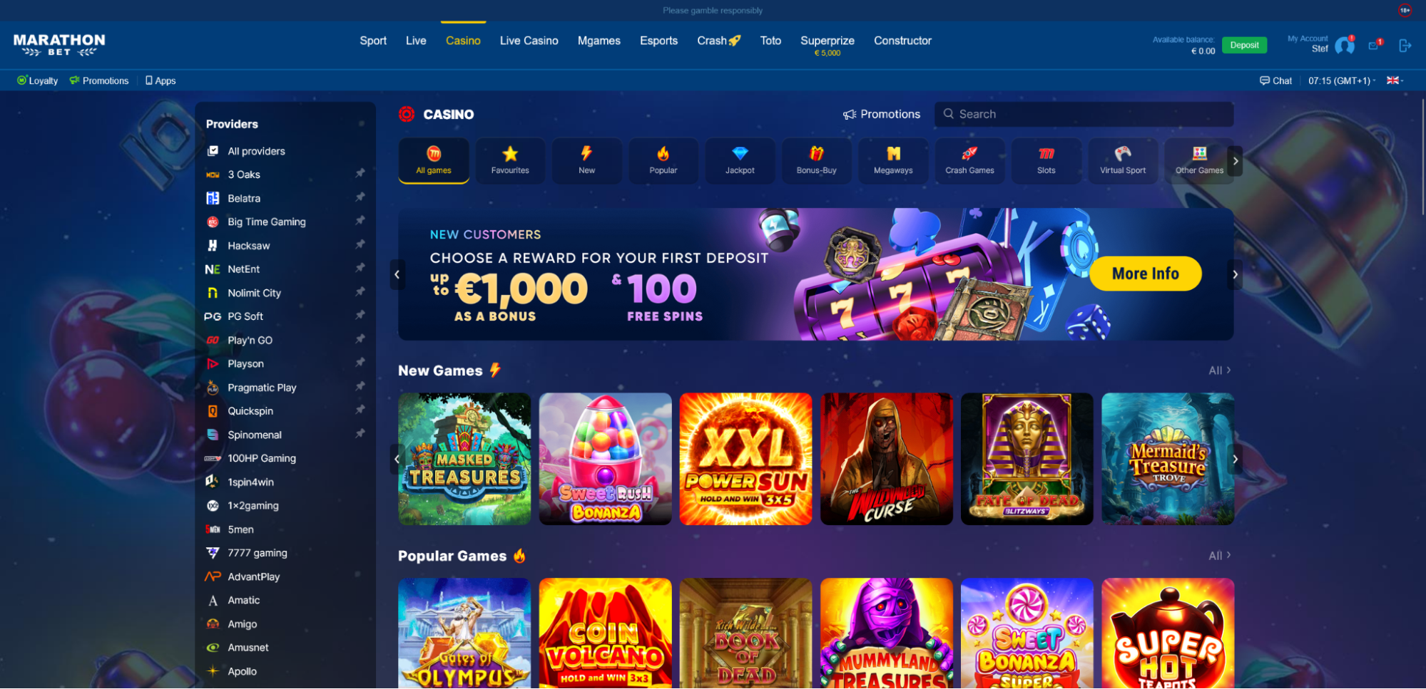 screenshot Marathonbet Casino