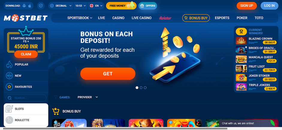 screenshot Mostbet Casino