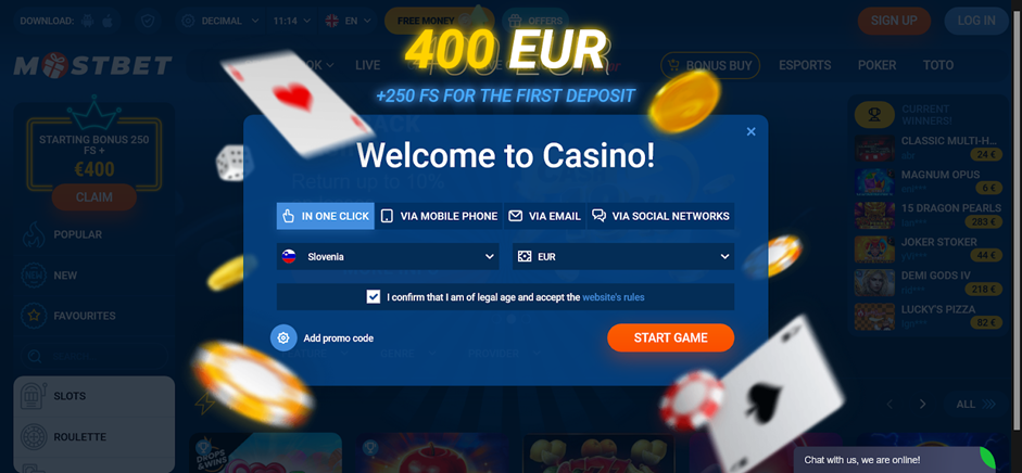 screenshot Mostbet Casino