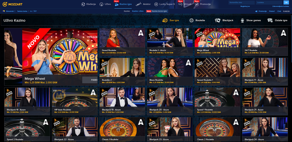 screenshot Mozzart Casino