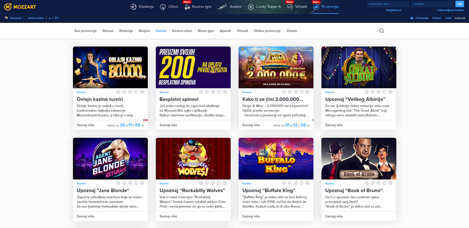 screenshot Mozzart Casino