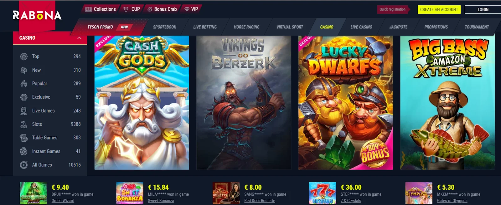 screenshot Rabona Casino