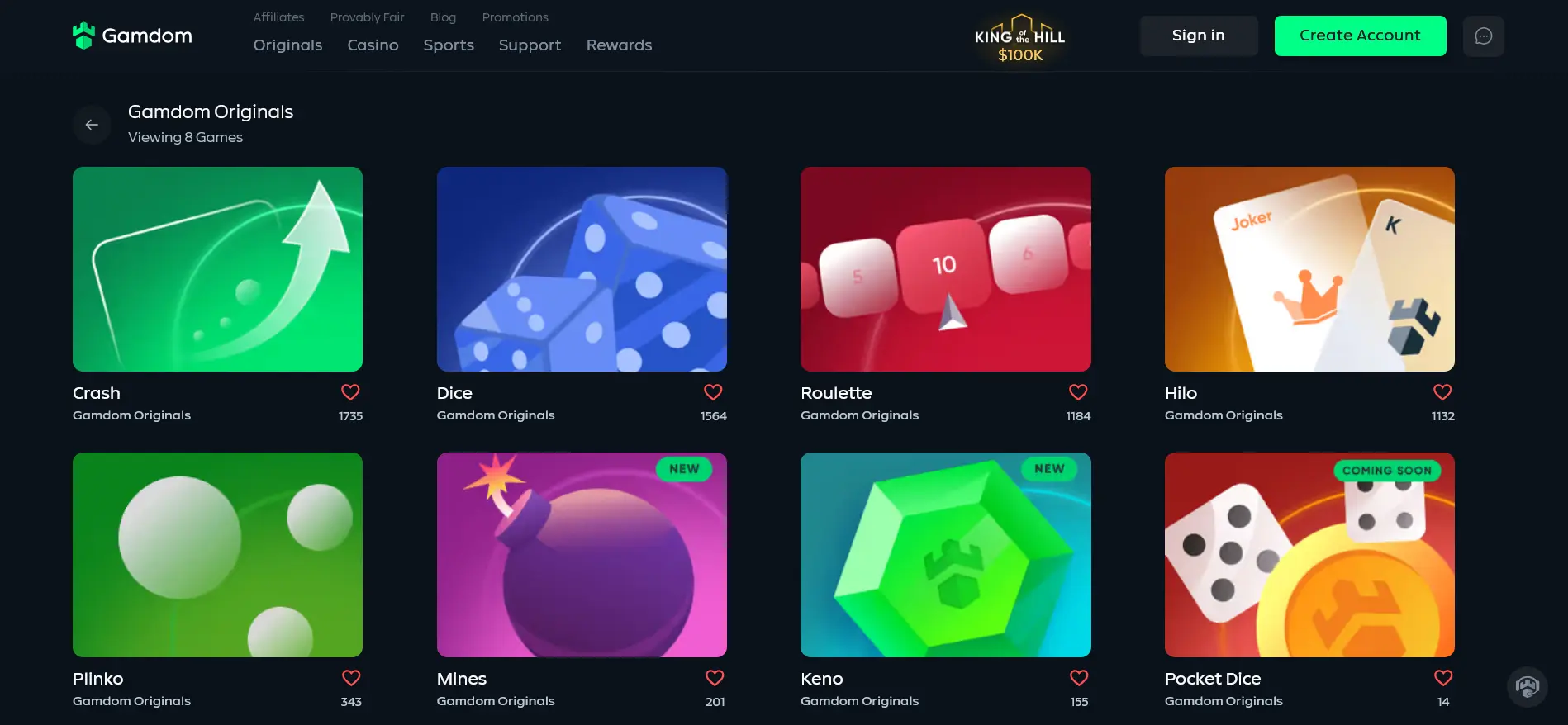 screenshot Gamdom Casino