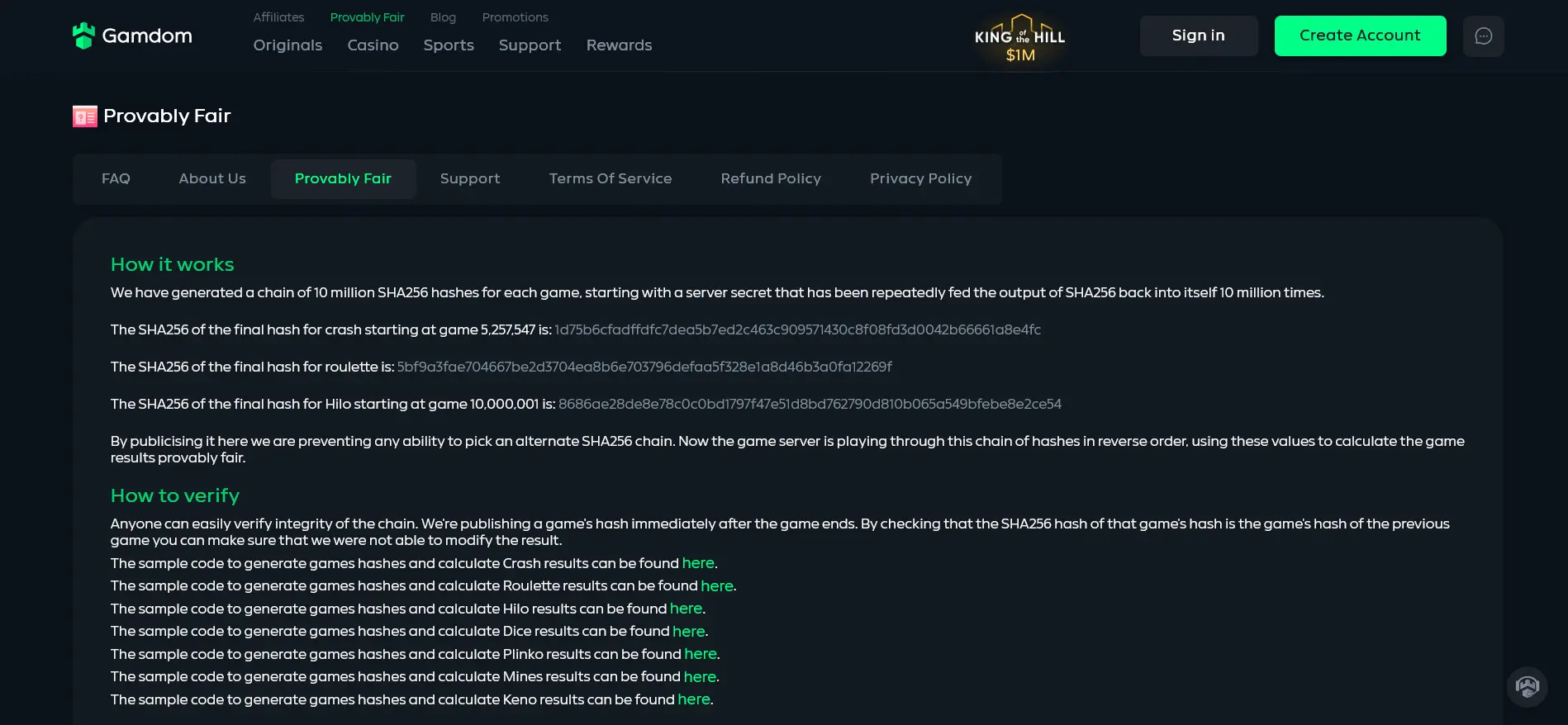screenshot Gamdom Casino