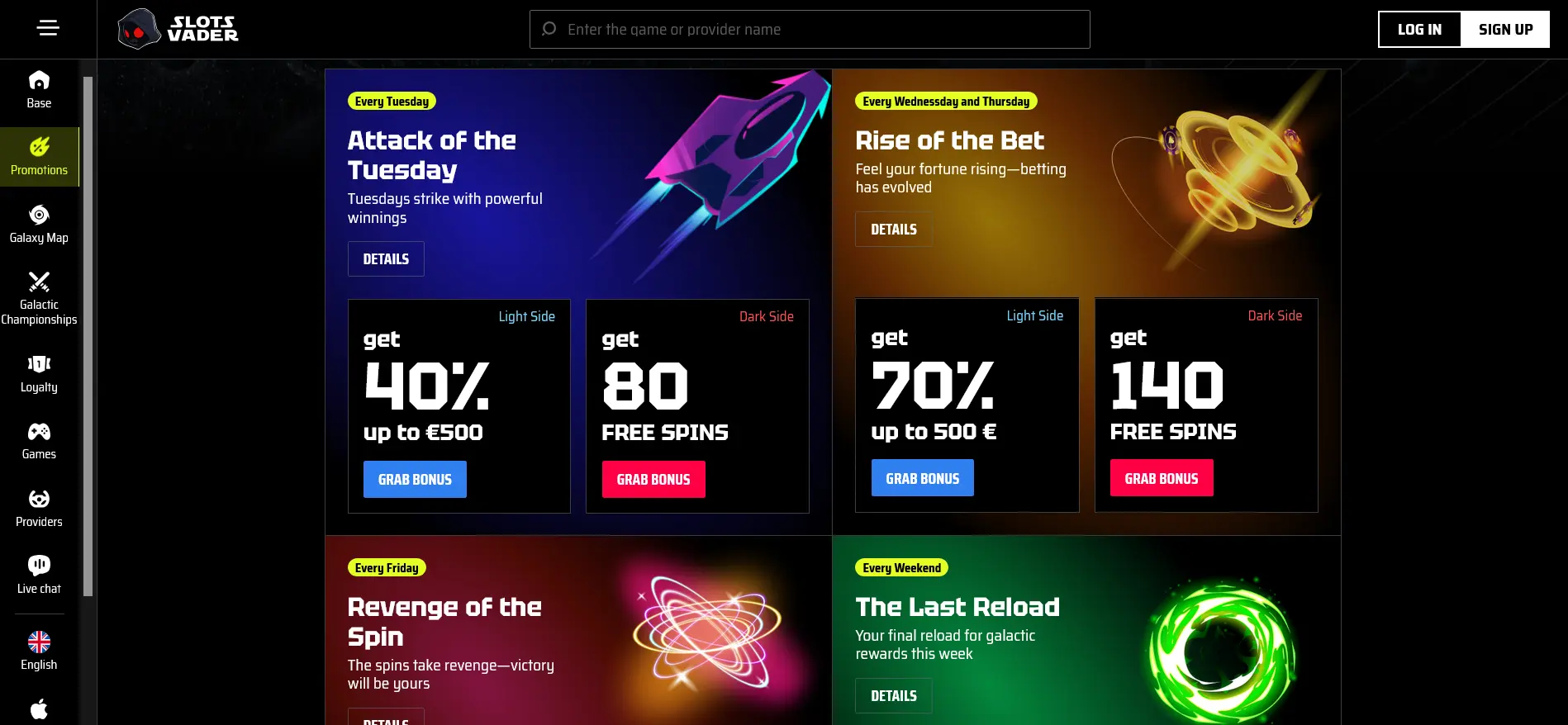 screenshot SlotsVader Casino