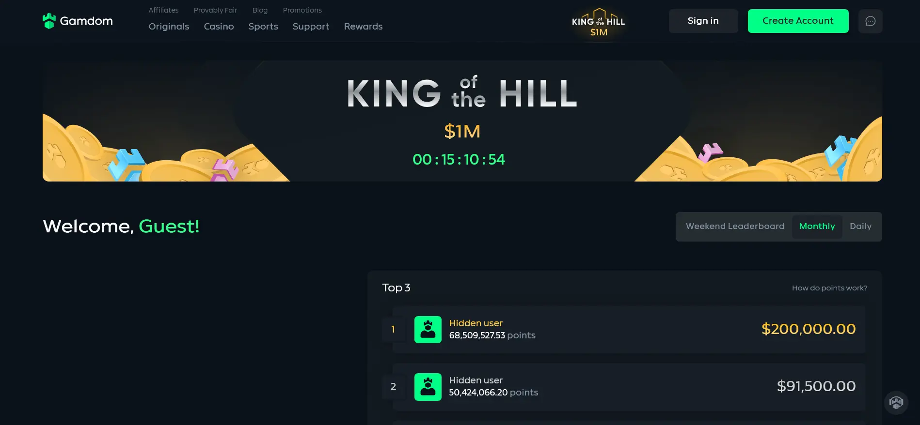 screenshot Gamdom Casino