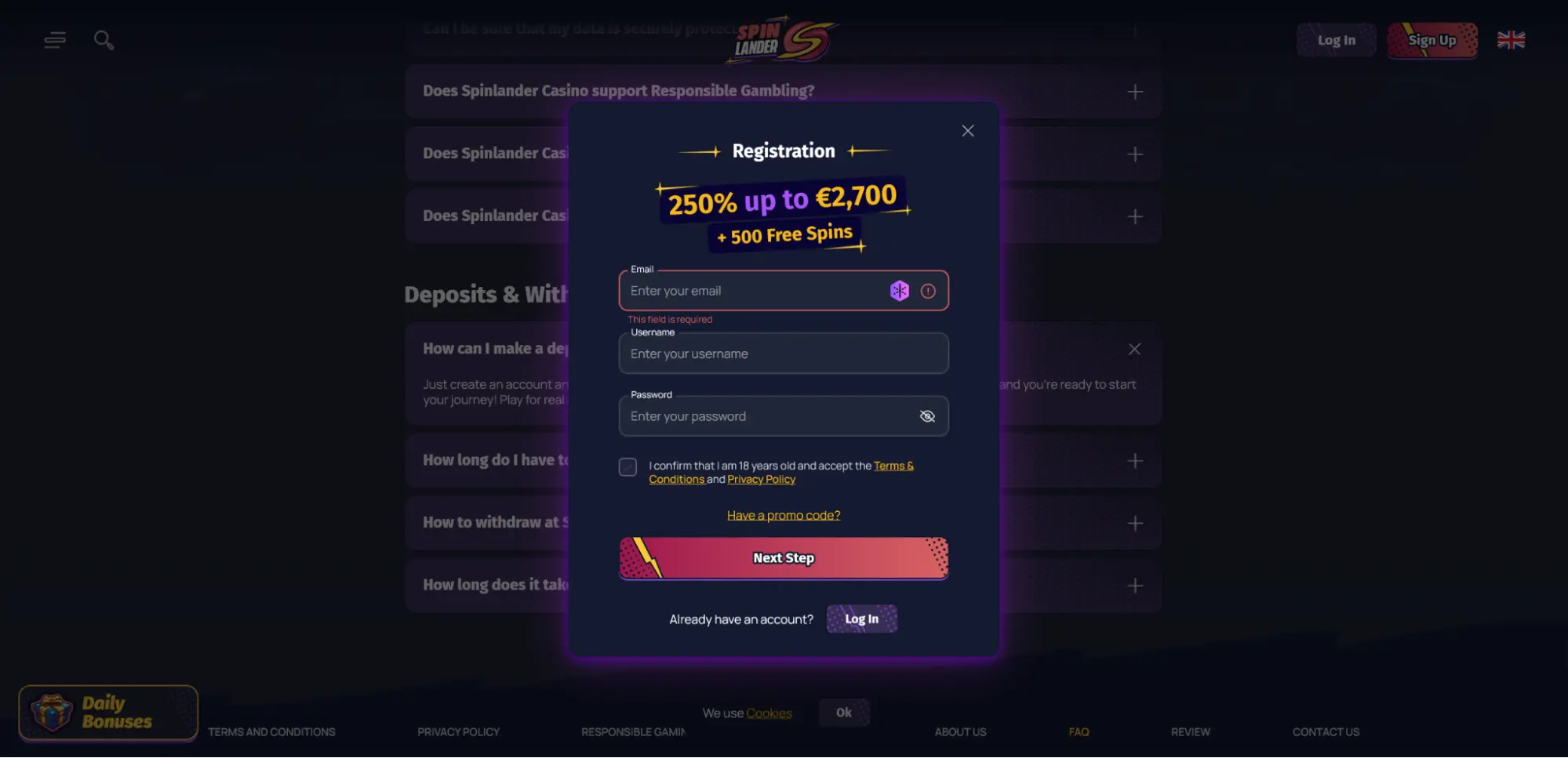screenshot SpinLander Casino