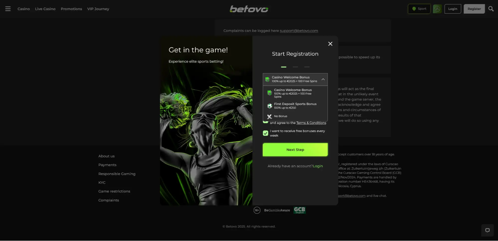 screenshot Betovo Casino