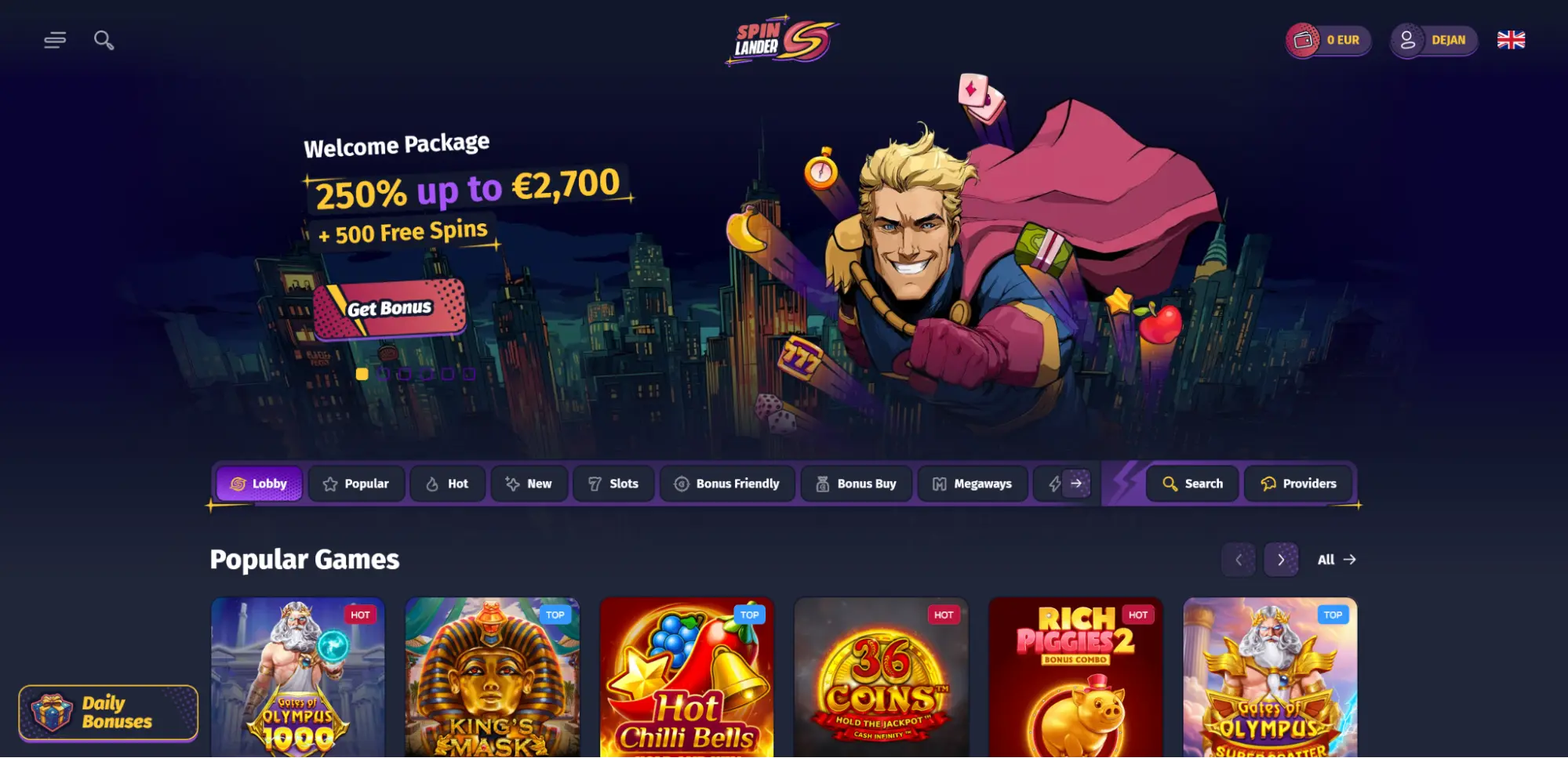 screenshot SpinLander Casino