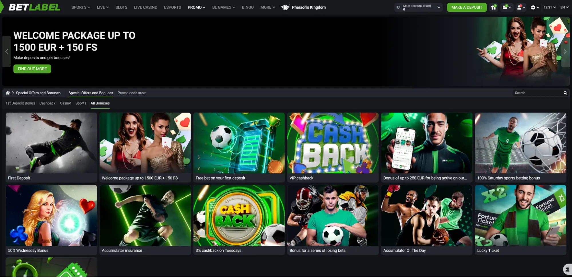 screenshot BetLabel Casino
