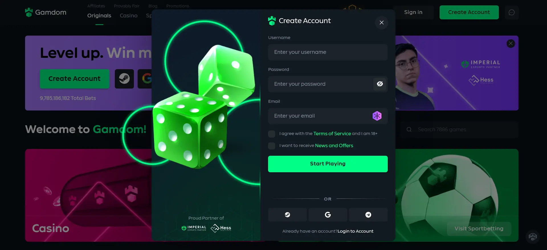 screenshot Gamdom Casino