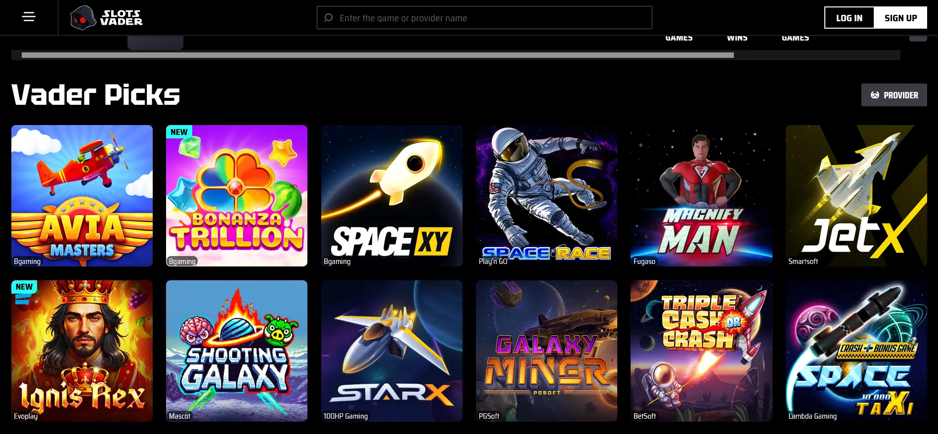 screenshot SlotsVader Casino