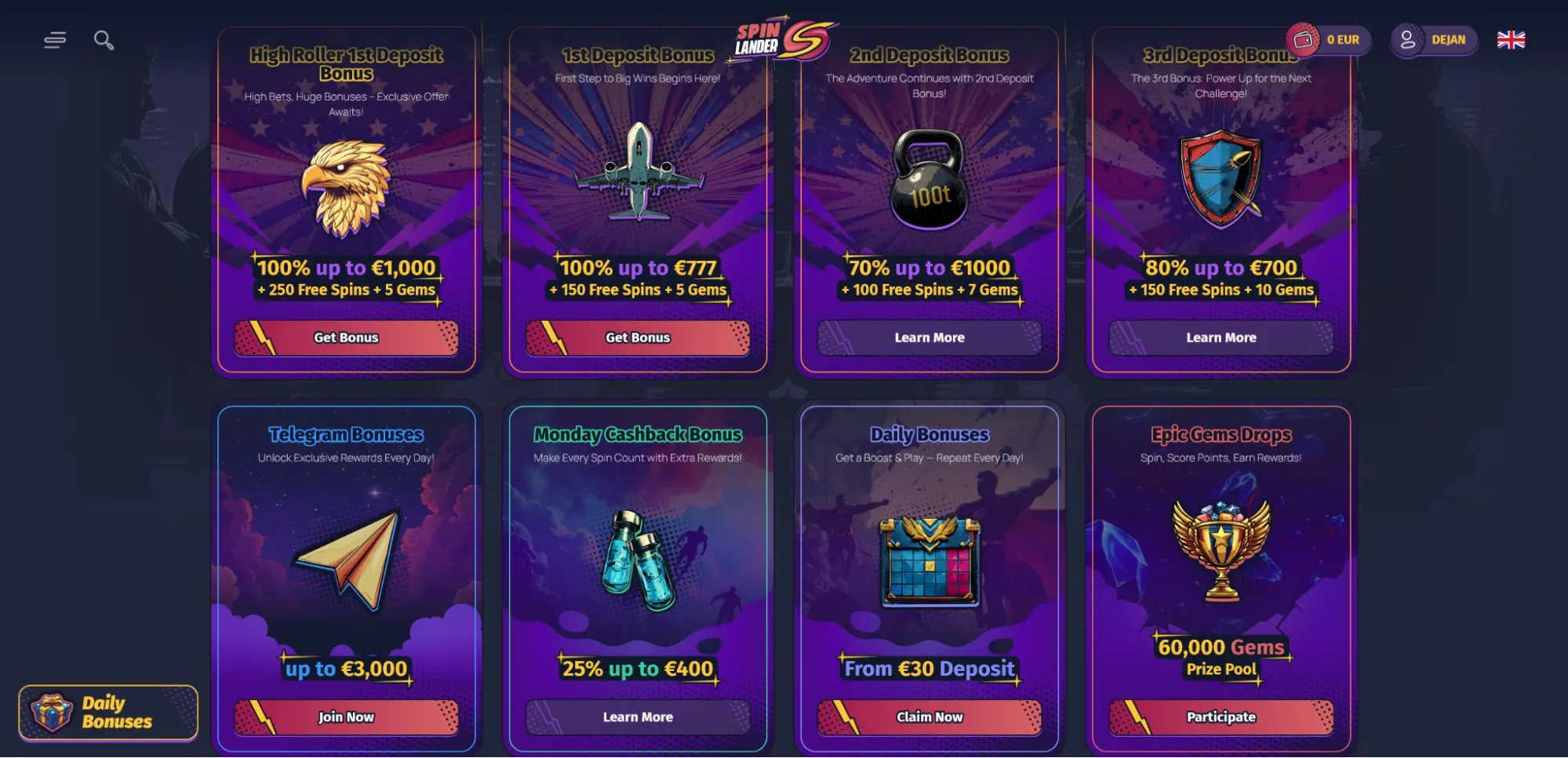 screenshot SpinLander Casino